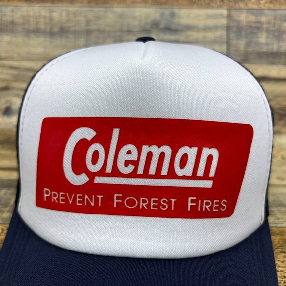 Coleman Mens Trucker Hat Navy Snapback Camping Lantern Hunting FIshing Ball Cap - Picture 3 of 8